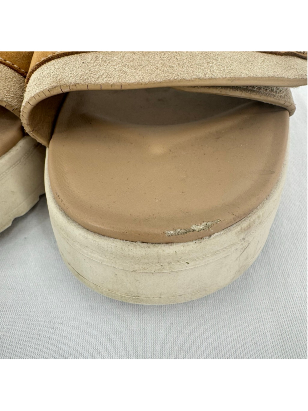 UGG Beige Suede Dual-Strap Slide Sandals - Picture 11 of 13